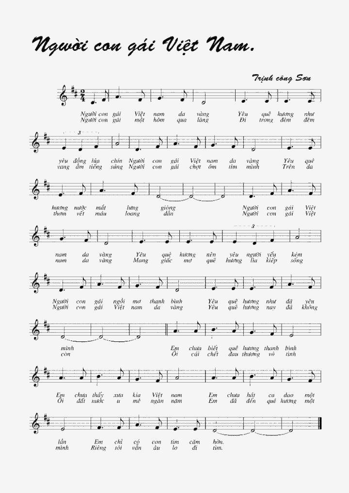 Sheet nhạc Người Con Gái Việt Nam